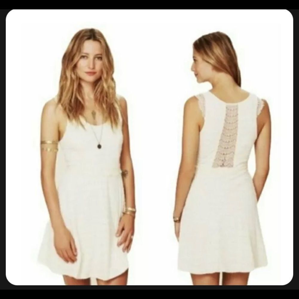 Free People Lace Back Boho Eyelet Mini Dress Medium